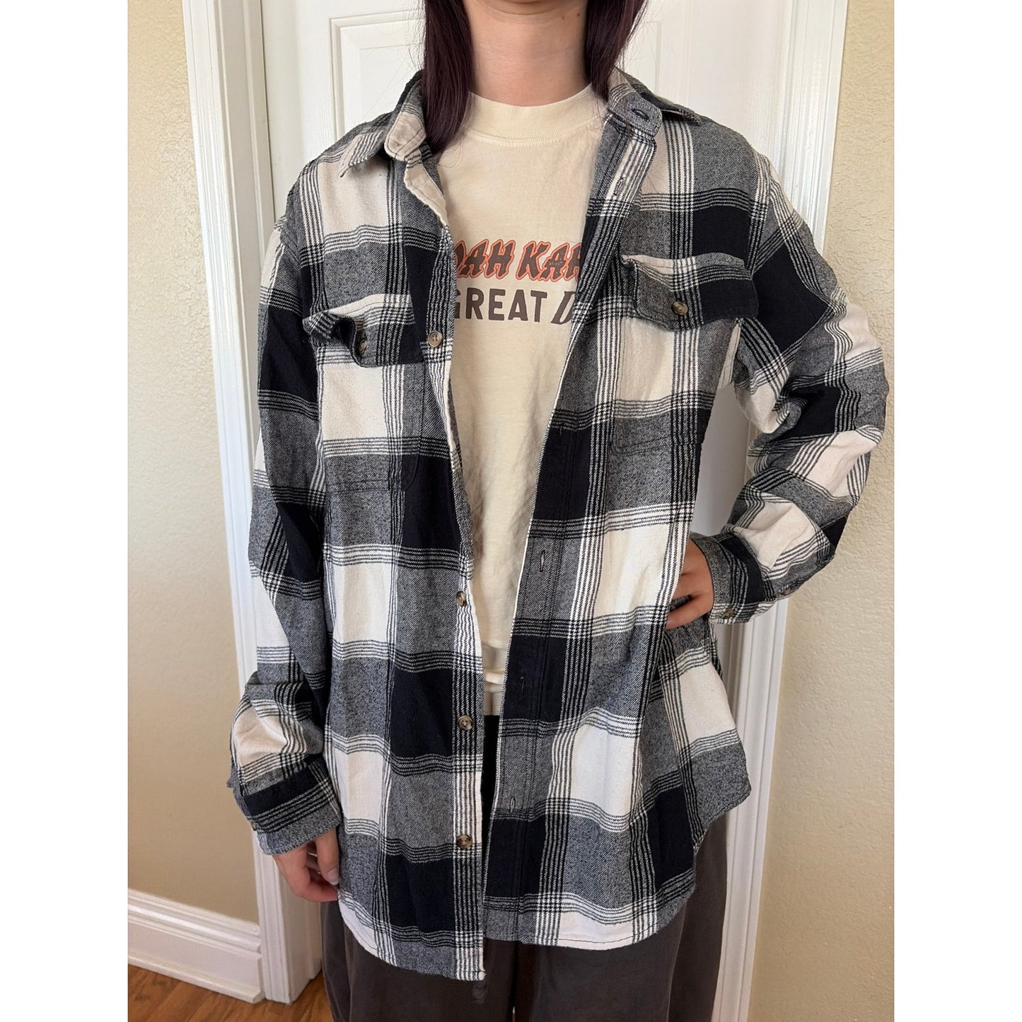 Black Sabbath Upcycled Flannel Shirt Unisex Size Large Tall LT