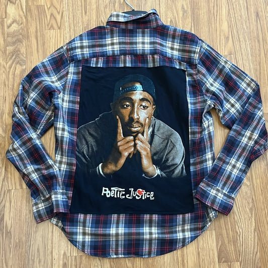 Poetic Justice Flannel Shirt upcycled unisex Size XL