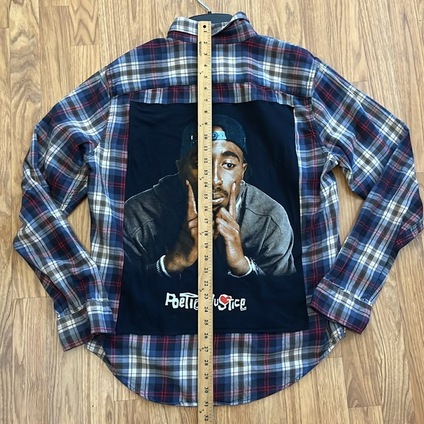 Poetic Justice Flannel Shirt upcycled unisex Size XL