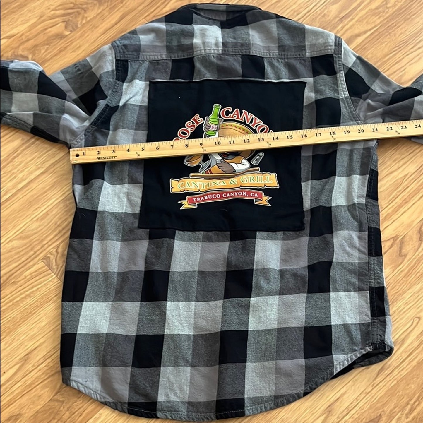 Rose Canyon Cantina & Grill Flannel Shirt upcycled unisex size Large L