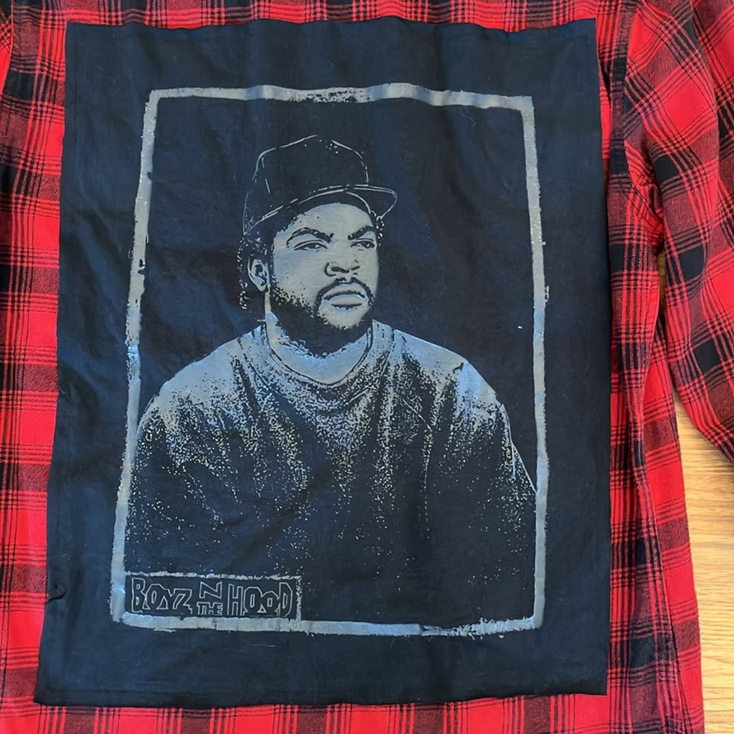 Boyz n the Hood Flannel Shirt upcycled unisex Size X-Small XS