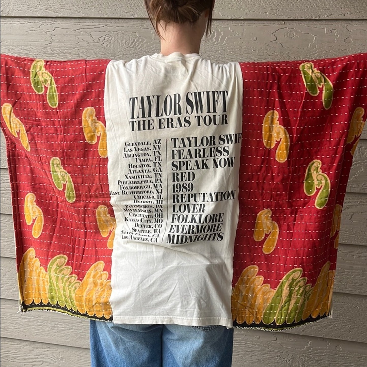 Taylor Swift The Eras Tour Upcycled Kantha Tunic Top Shirt OS Bohemian Handmade