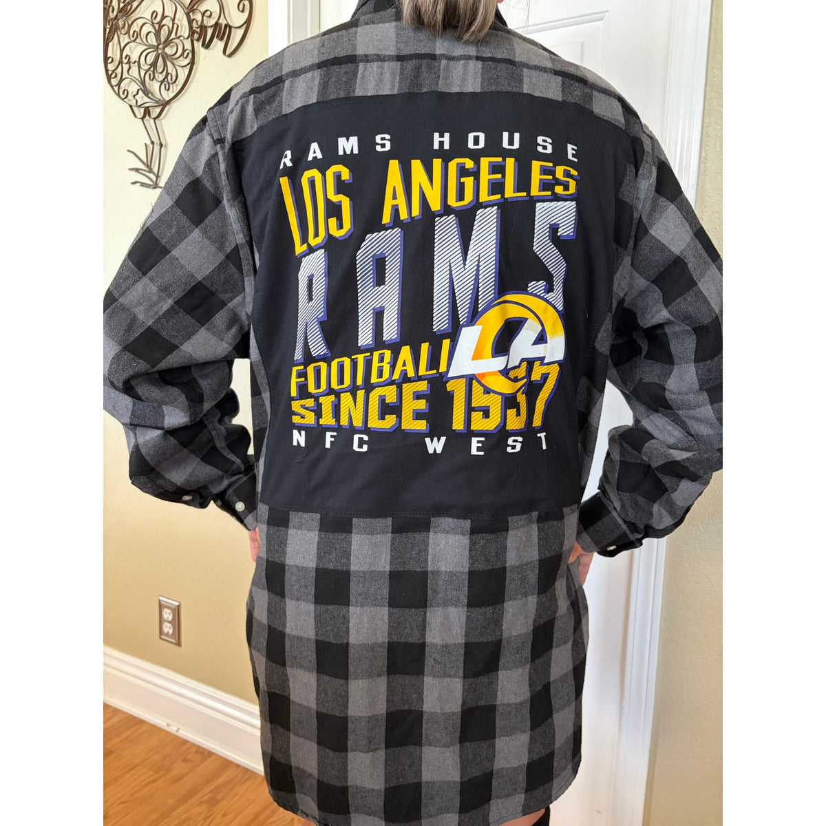 LA Rams NFL Upcycled Flannel Shirt Unisex Size 3XL