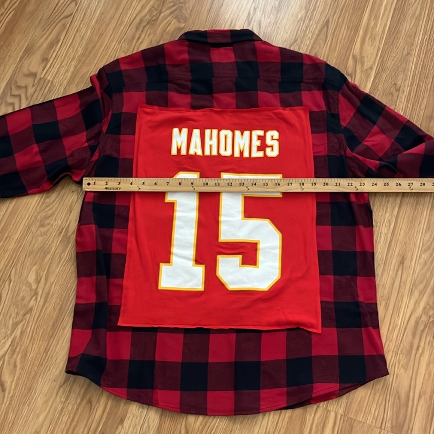 NFL Kansas City Chiefs Mahomes 15 Flannel Shirt upcycled unisex size XXL