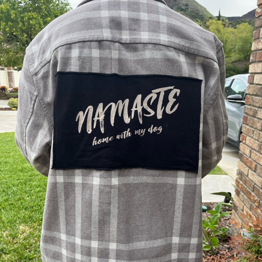 Namaste Home with My Dog Upcycled Flannel Jackets Size Large L