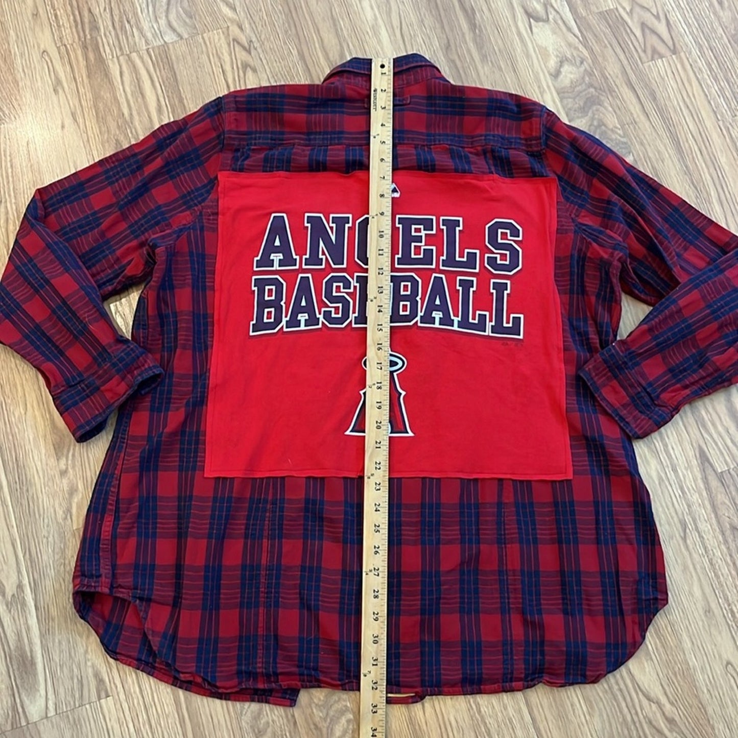 Angels Baseball MLB Flannel Shirt upcycled unisex size XXL