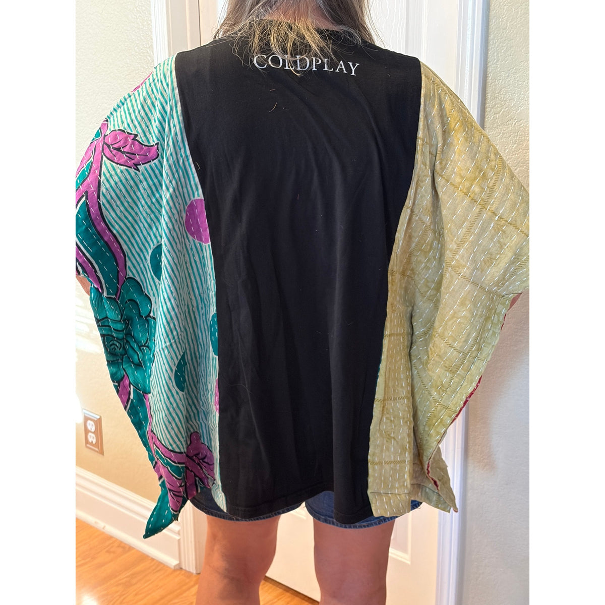 Coldplay Upcycled Kantha Tunic Top Shirt OS Handmade Boho