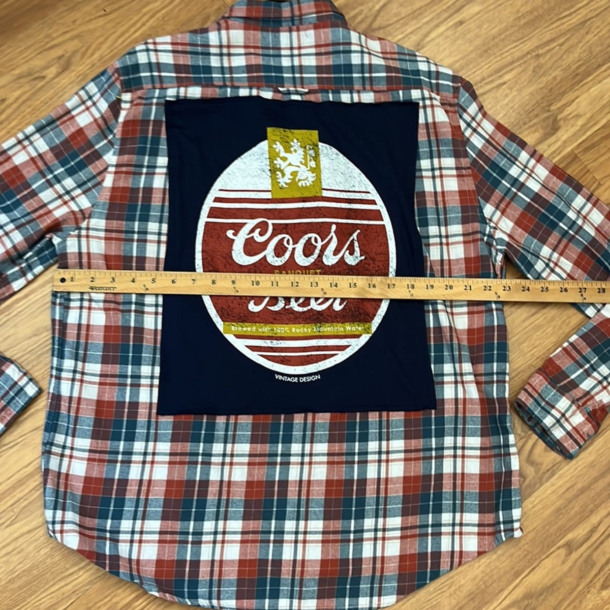 Coors Beer Flannel Shirt upcycled unisex Size XL