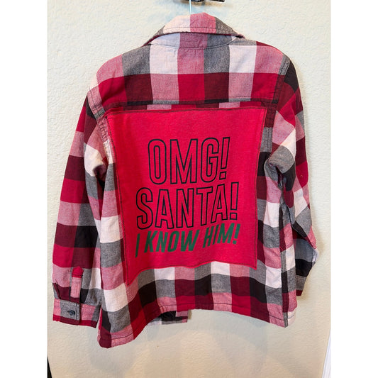 Elf - OMG Santa I know him Flannel Jackets Fleece lined Medium M 7-8