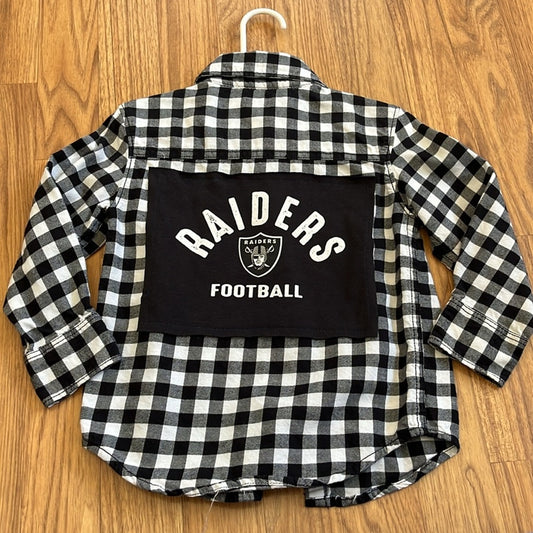 Las Vegas Raiders Football NFL Flannel Shirt upcycled Size 3T