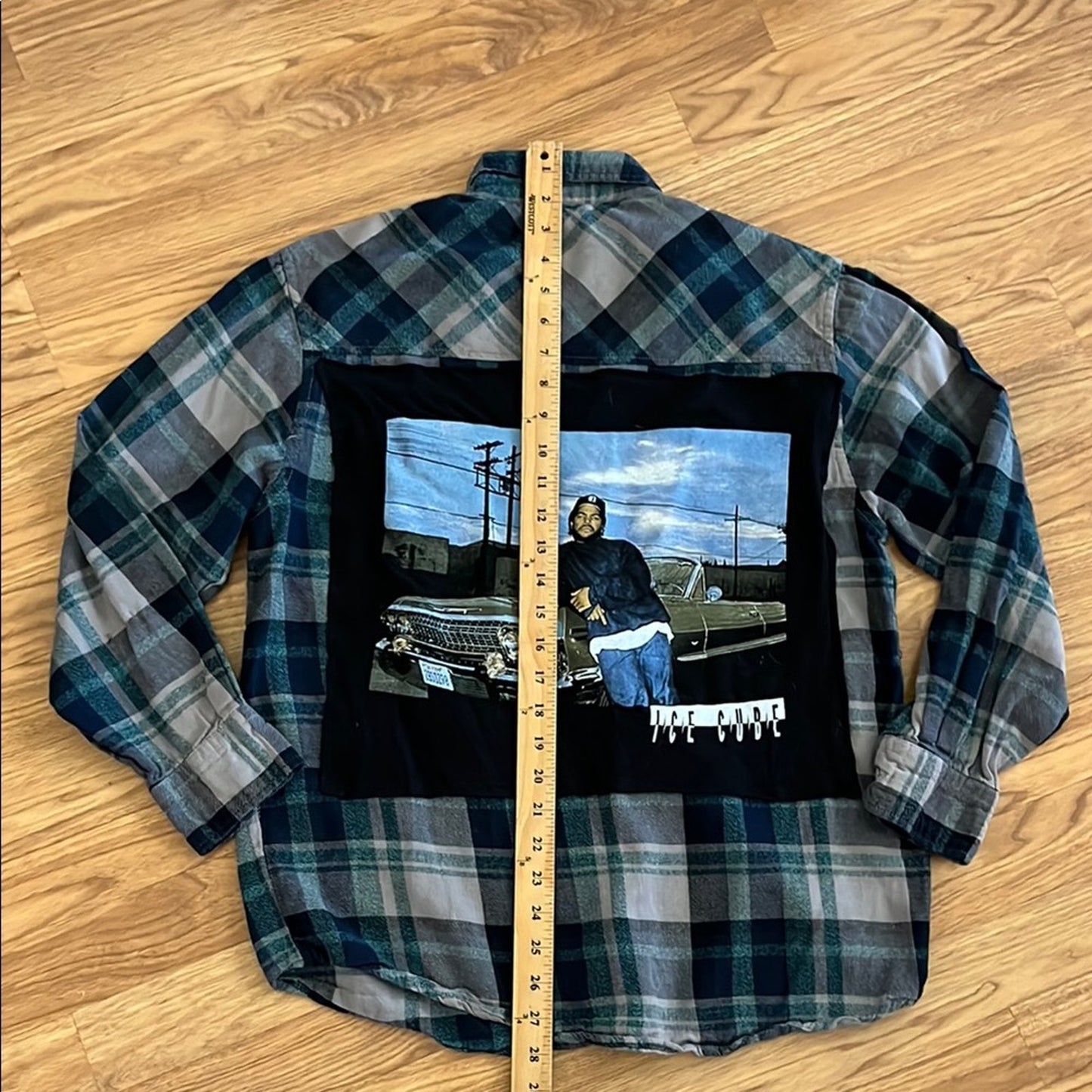 Ice Cube Flannel Shirt upcycled unisex Size XL