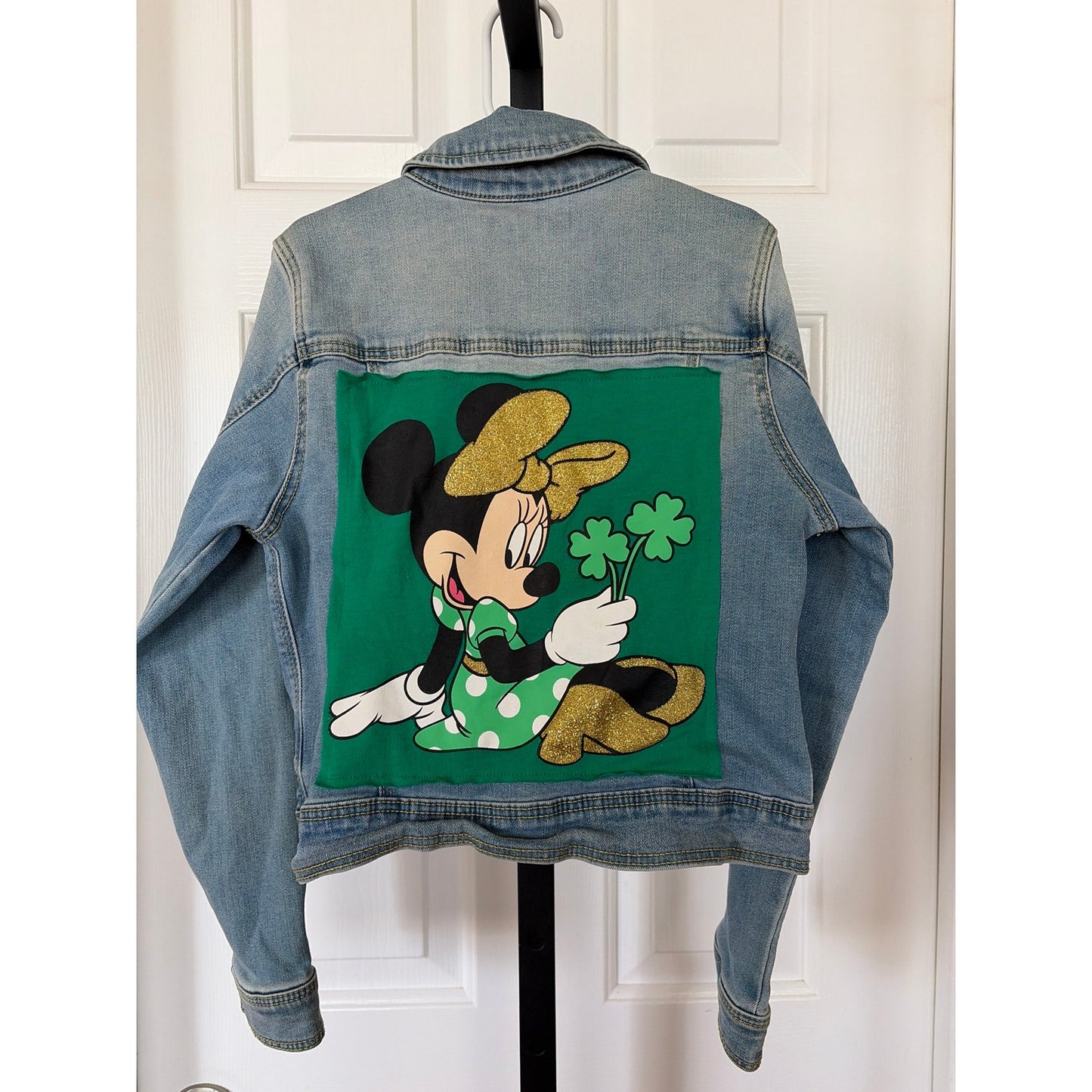 Disney Minnie Mouse Upcycled Jean Jacket Size Medium (7/8)