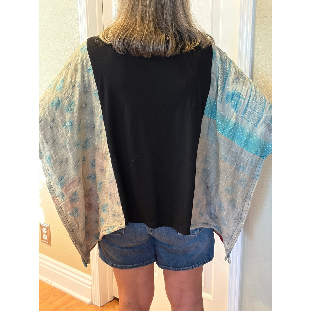 Faith Upcycled Kantha Tunic Top Shirt OS Handmade Boho