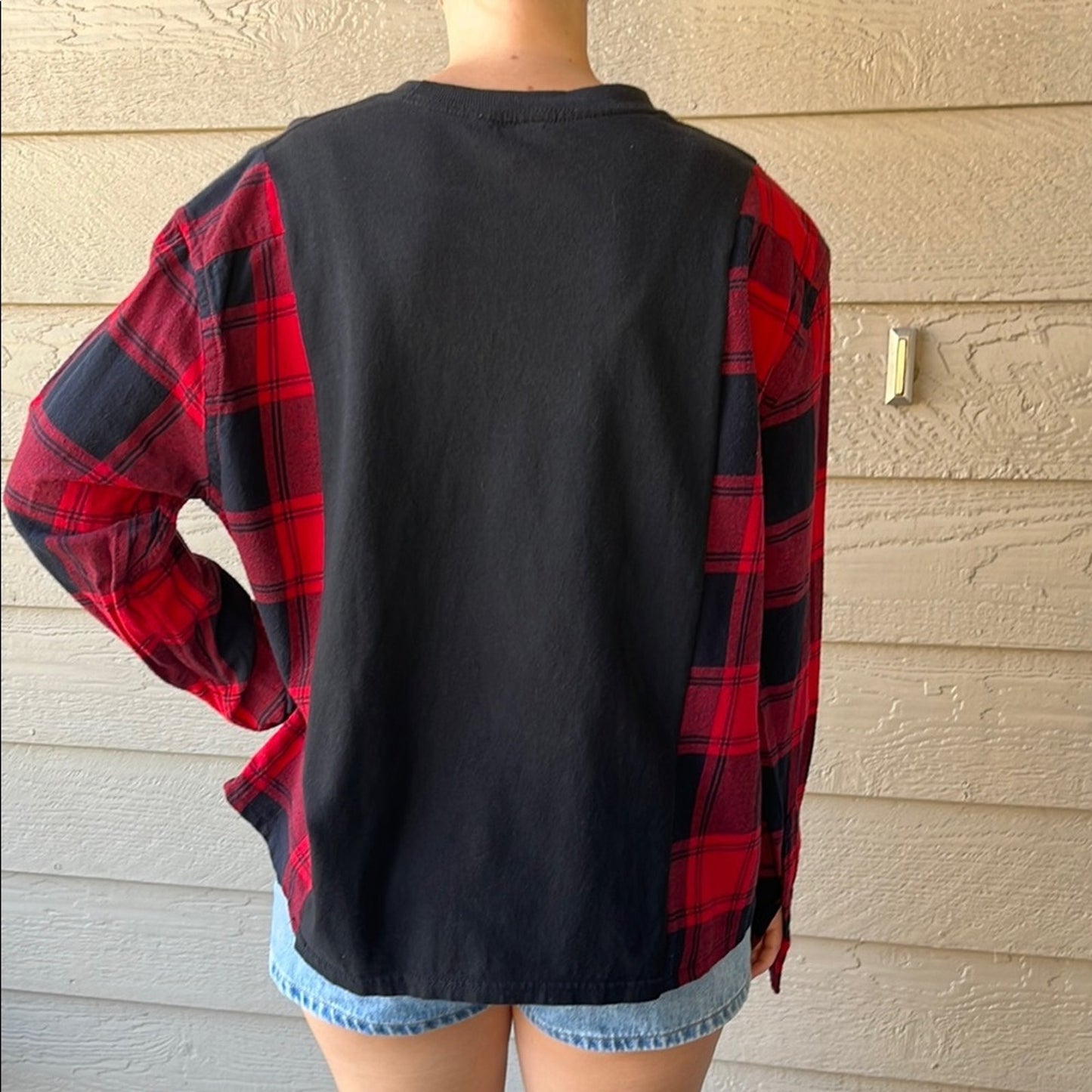 Ramones Upcycled Flannel Sweatshirt / Shirt OS Handmade