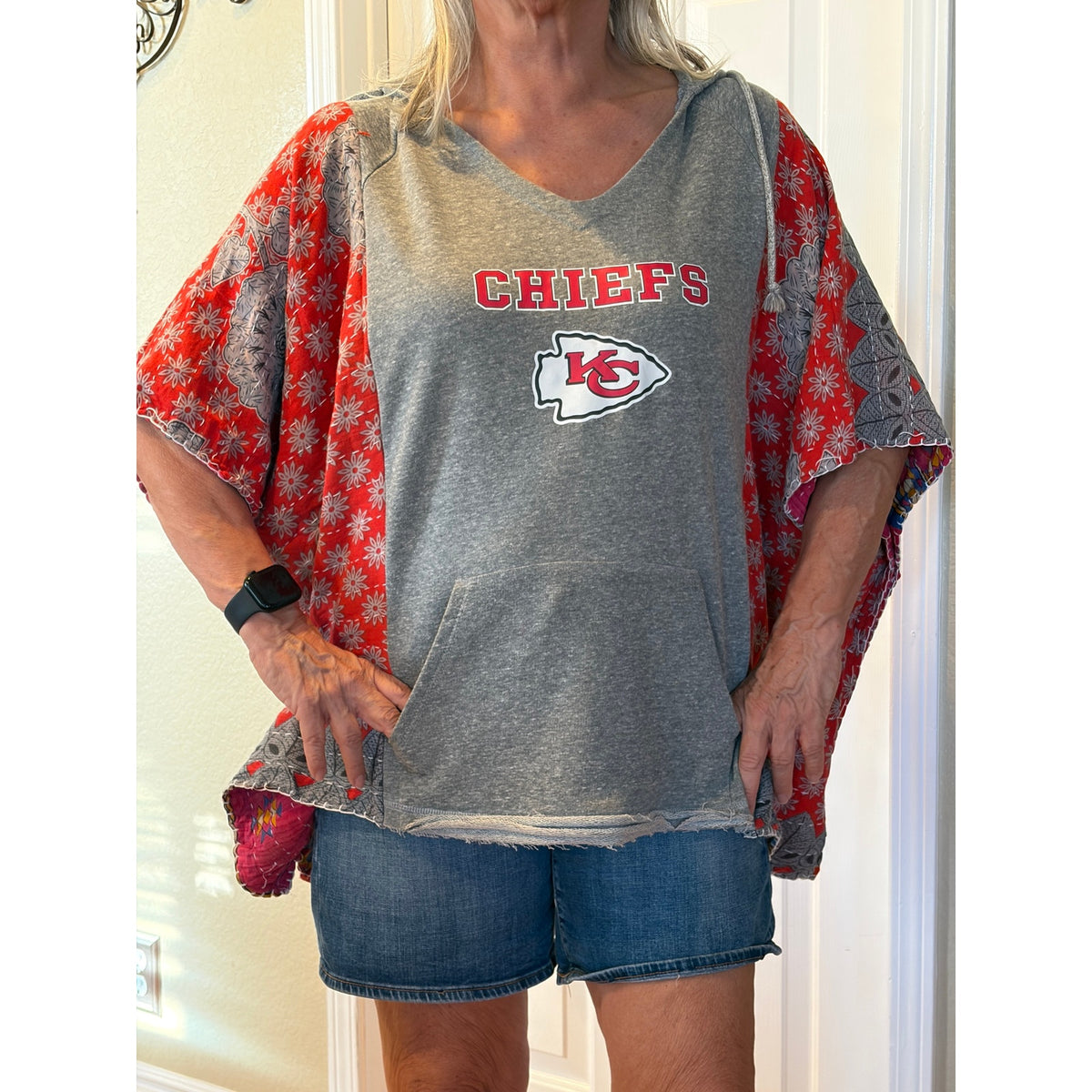 Kansas City Chiefs Upcycled Kantha Tunic Top Shirt OS Handmade