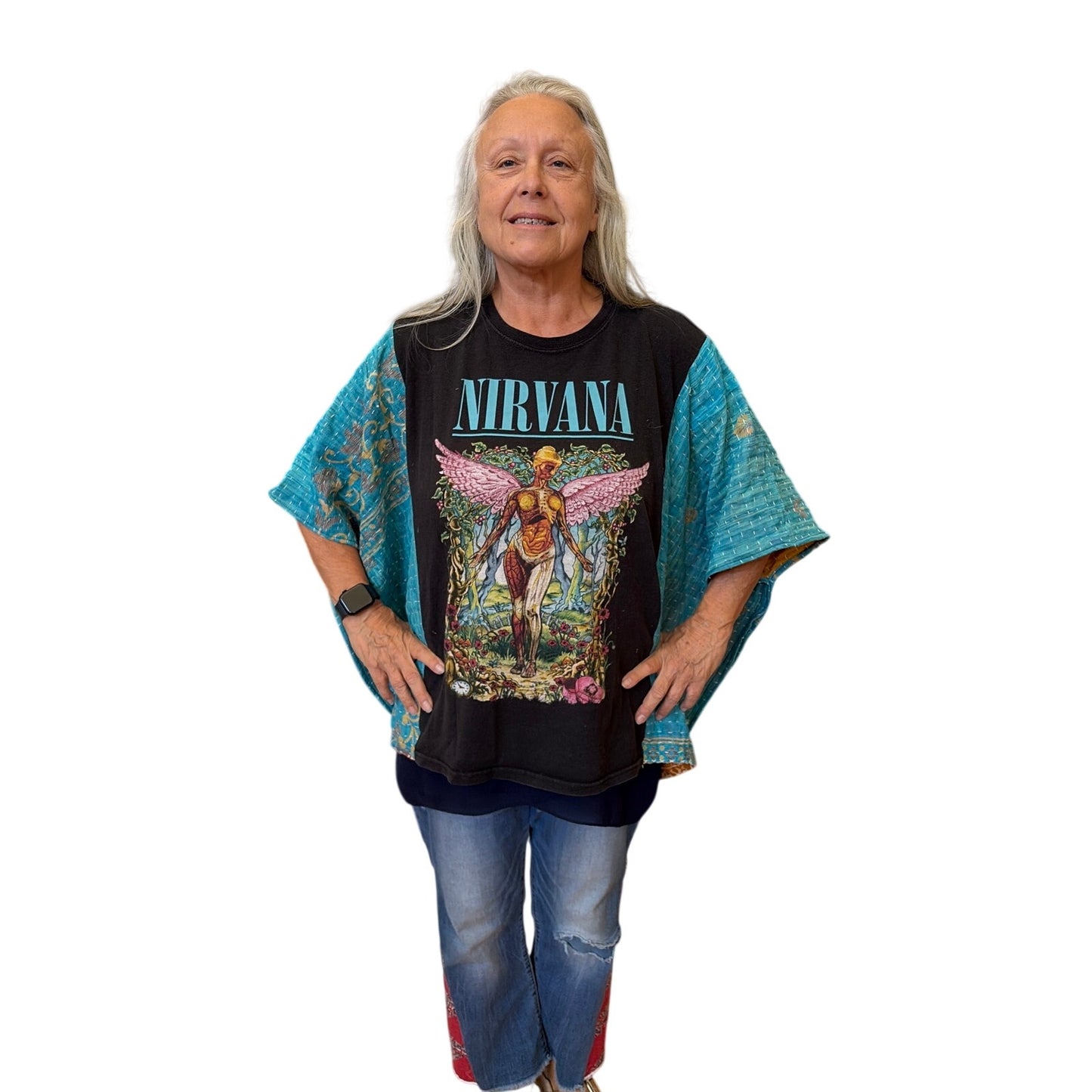 Nirvana Upcycled Kantha Tunic Top Shirt OS Handmade Boho
