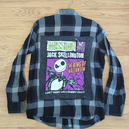 Nightmare Before Christmas Flannel Shirt upcycled unisex Size Large