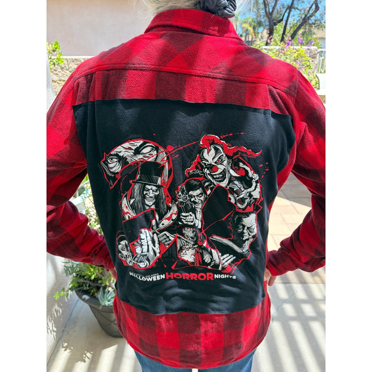 Halloween Horror Nights Upcycled Flannel Shirt Unisex Medium M
