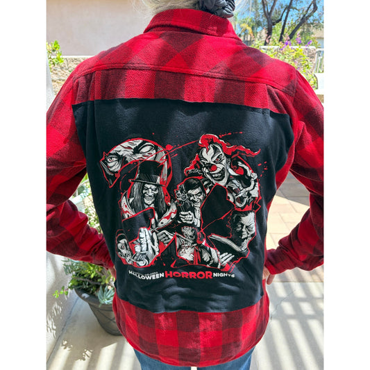 Halloween Horror Nights Upcycled Flannel Shirt Unisex Medium M