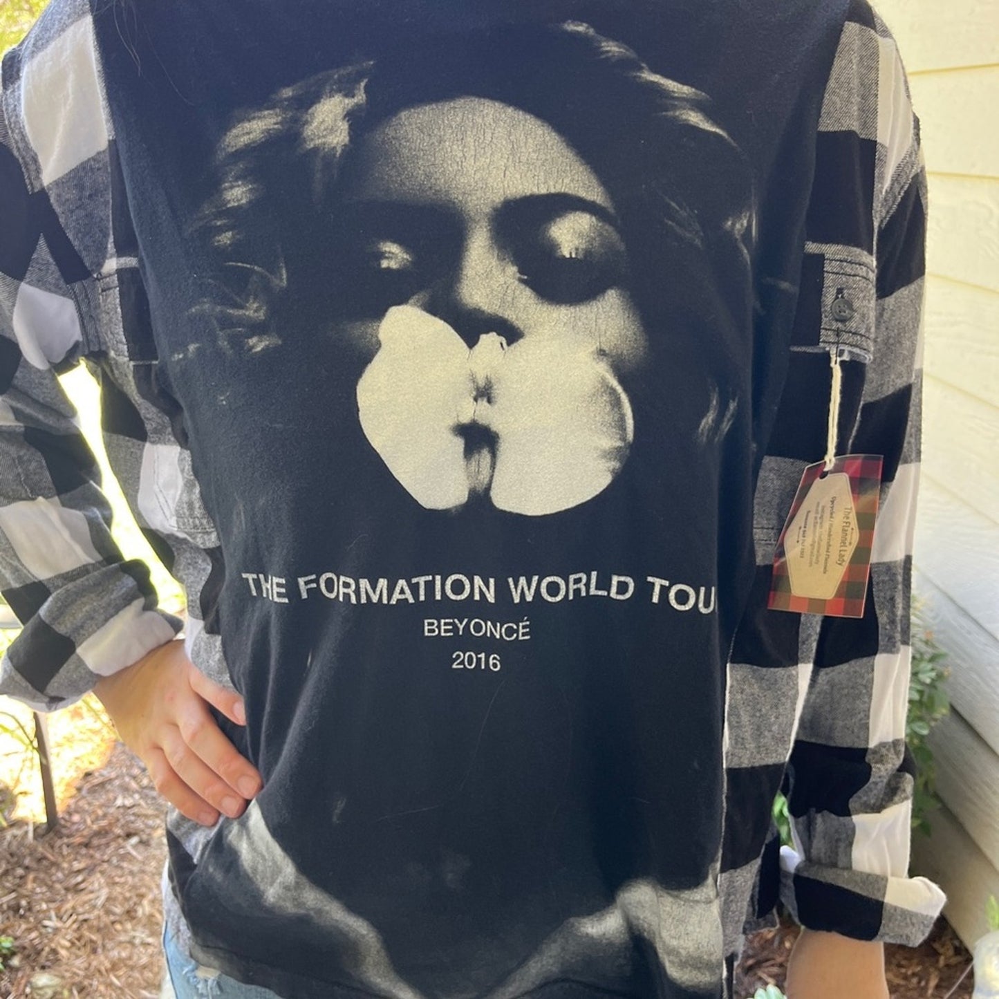 Beyoncé flannel shirt sweatshirt upcycled one of a kind unisex one size