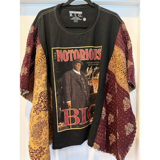 Notorious BIG Upcycled Kantha Tunic Top Shirt OS Handmade Boho