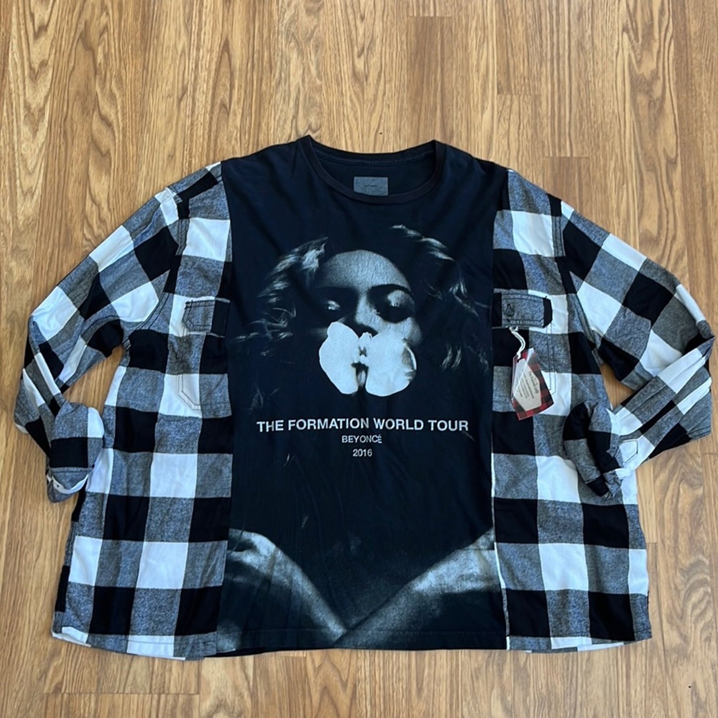 Beyoncé flannel shirt sweatshirt upcycled one of a kind unisex one size