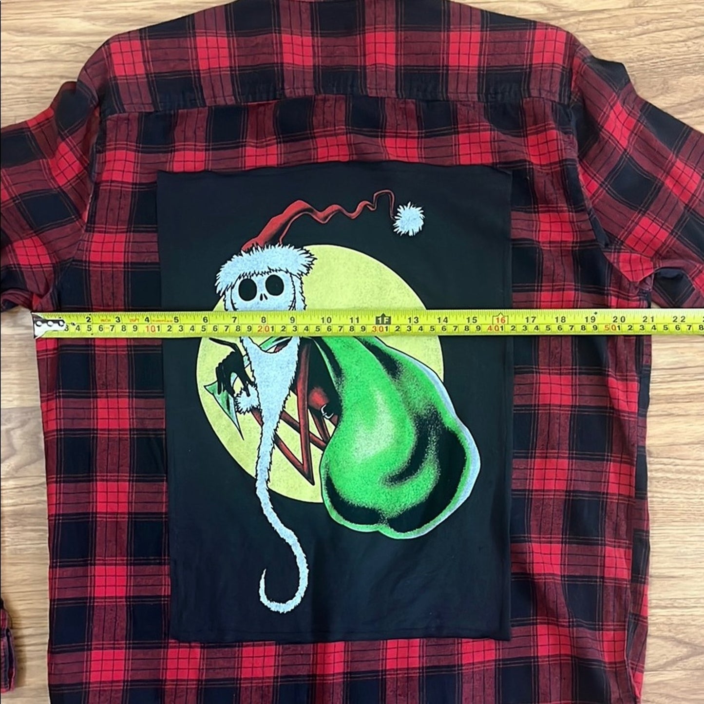 Upcycled Nightmare before Christmas Flannel Shirt Unisex Size Medium M