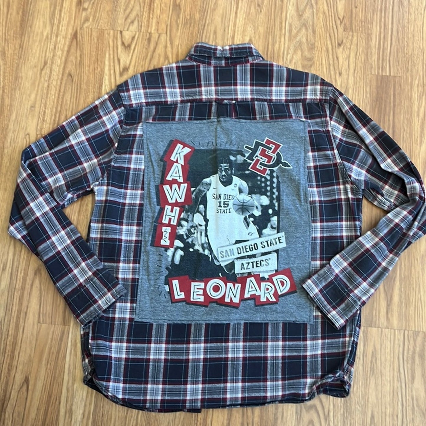 SDSU Aztecs Kawhi Leonard Flannel Shirt upcycled one of a kind Medium unisex