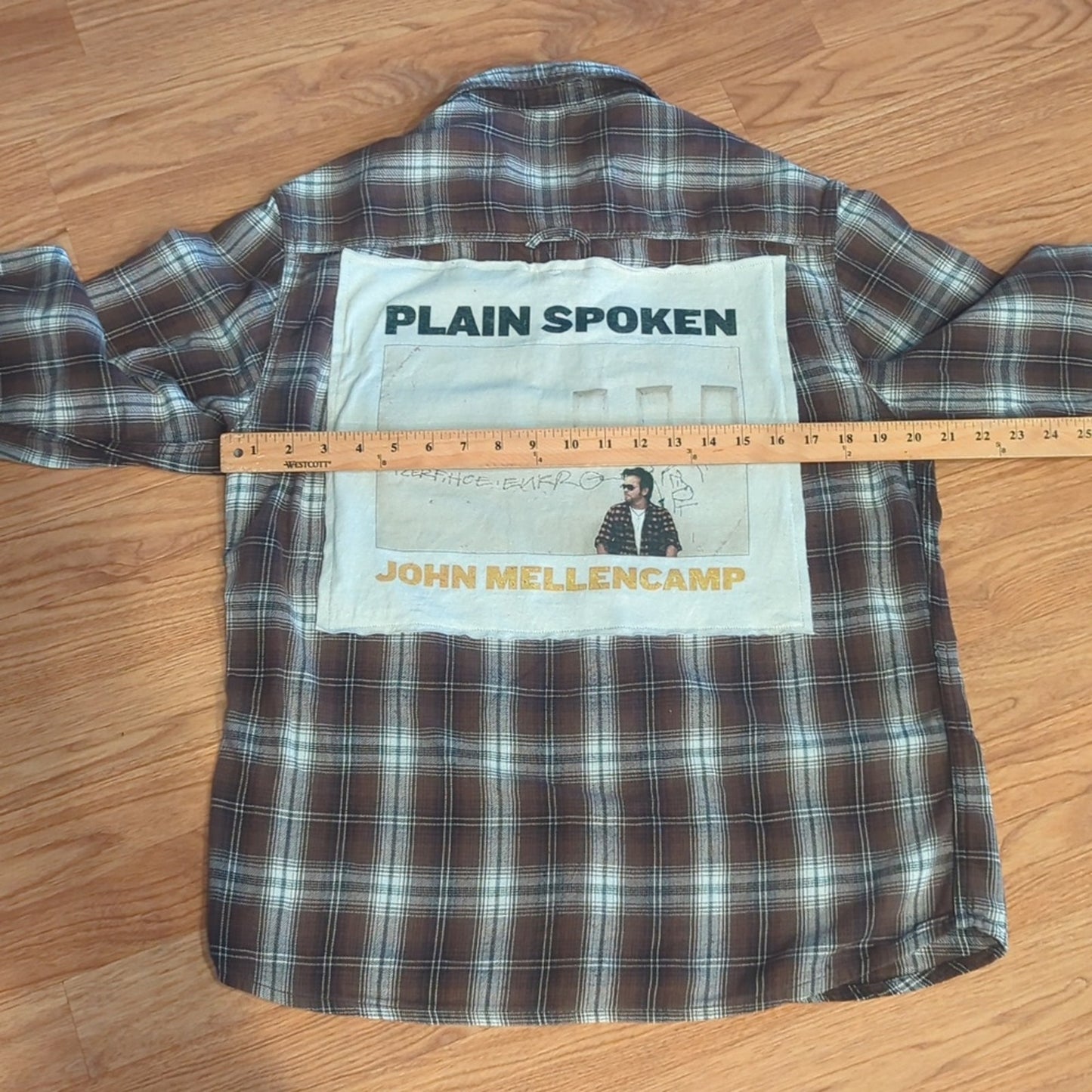 John Mellencamp Flannel Shirt Upcycled unisex Size Large L