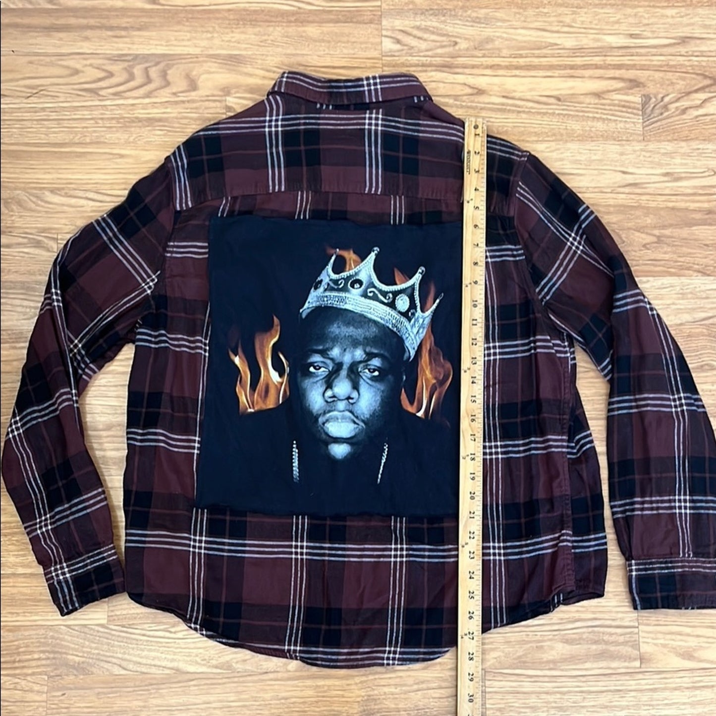 Notorious BIG B.I.G. Upcycled Flannel Shirt Unisex Size XXl  2XL