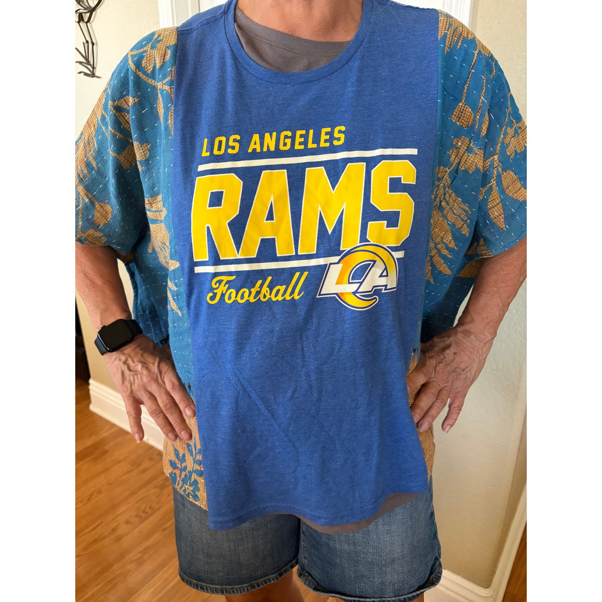 LA Rams NFL Kantha Tunic Top Shirt OS Handmade Boho