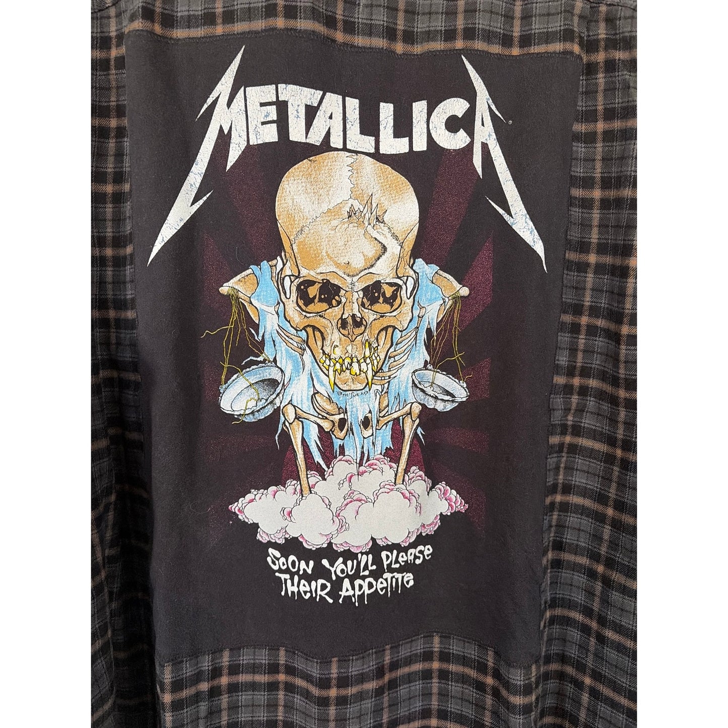 Metallica Upcycled Flannel Shirt unisex Size XXL Tall  2XLT