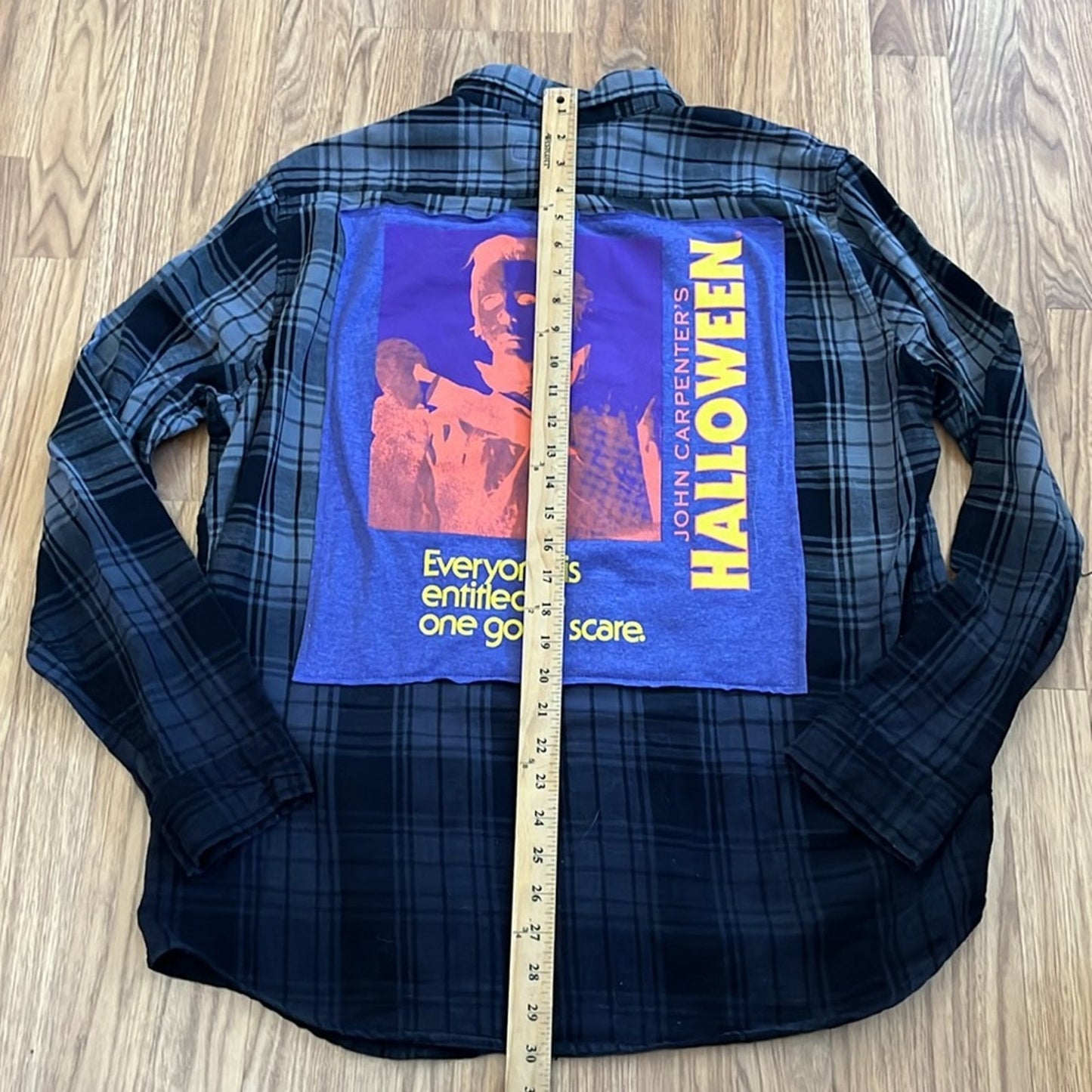 John Carpenter's Halloween Upcycled Flannel Shirt Slim Fit Unisex Size XL