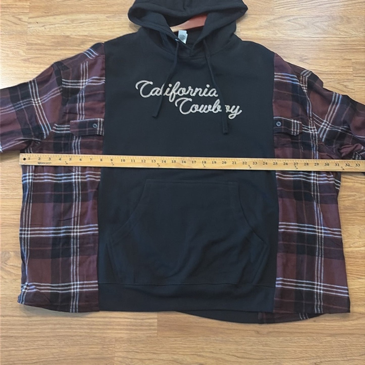 California Cowboy Hoodie / Sweatshirt Flannel Shirt OS Handmade Unisex Oversized