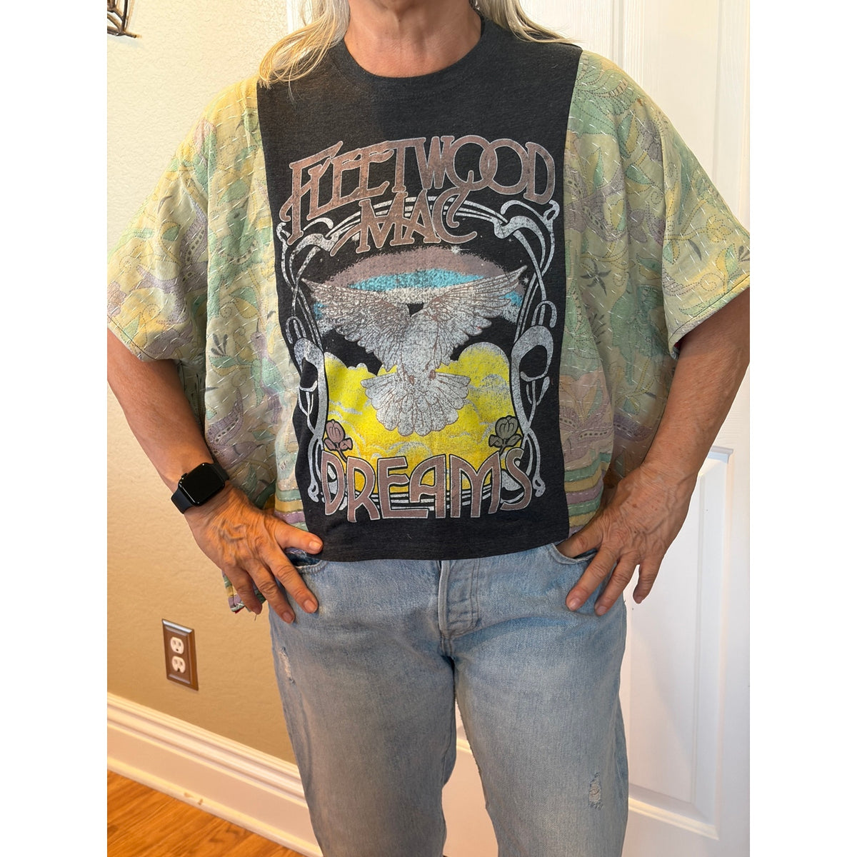 Fleetwood Mac Upcycled Kantha Tunic Top Shirt OS Handmade Boho