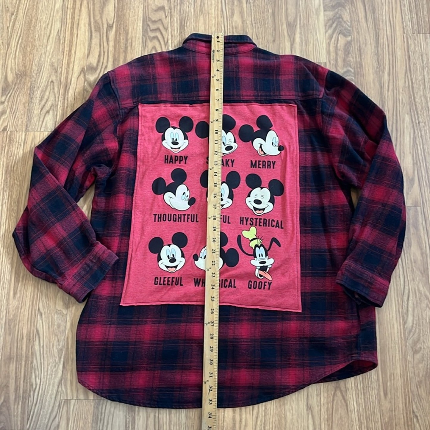 Mickey Mouse Disney Flannel Shirt Upcycled Unisex Size XLarge XL
