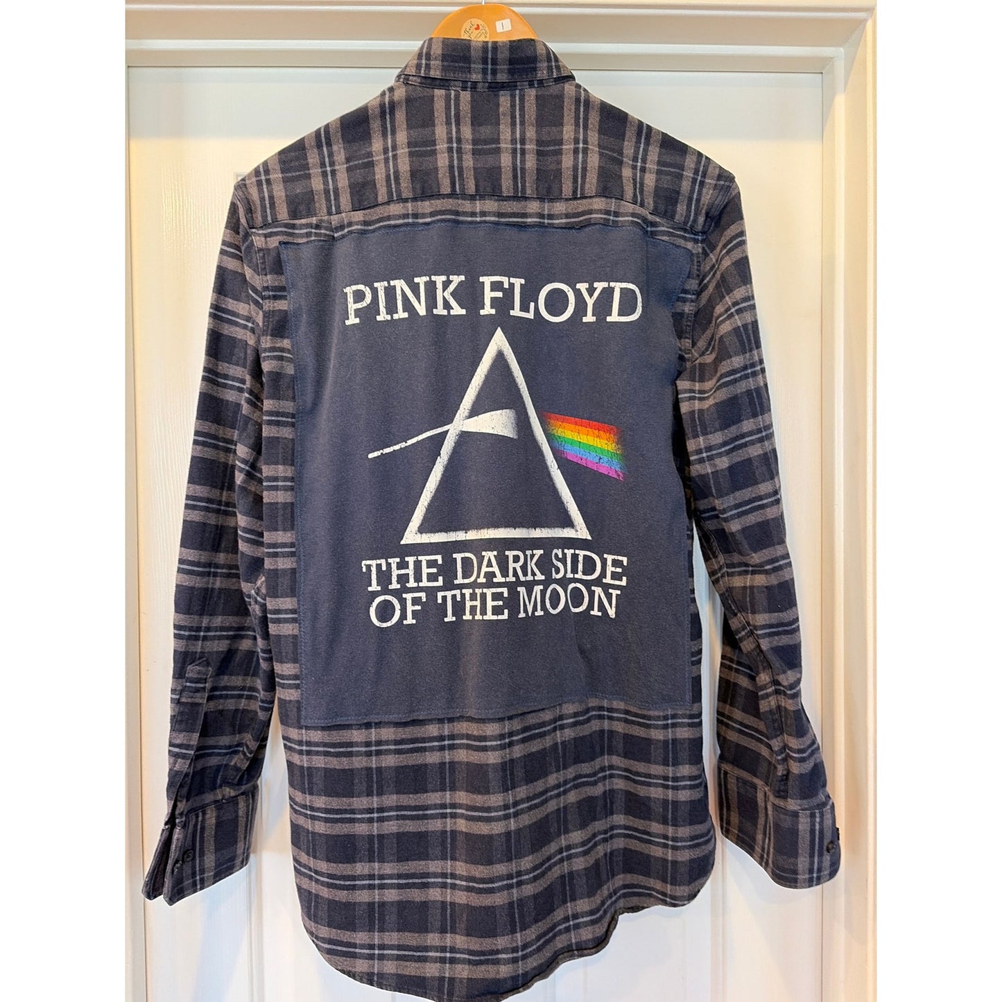 Pink Floyd Upcycled Flannel Shirt Handmade Unisex Size L Large