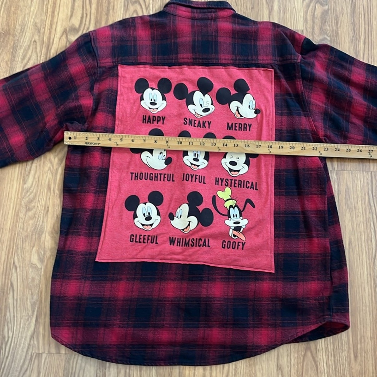 Mickey Mouse Disney Flannel Shirt Upcycled Unisex Size XLarge XL