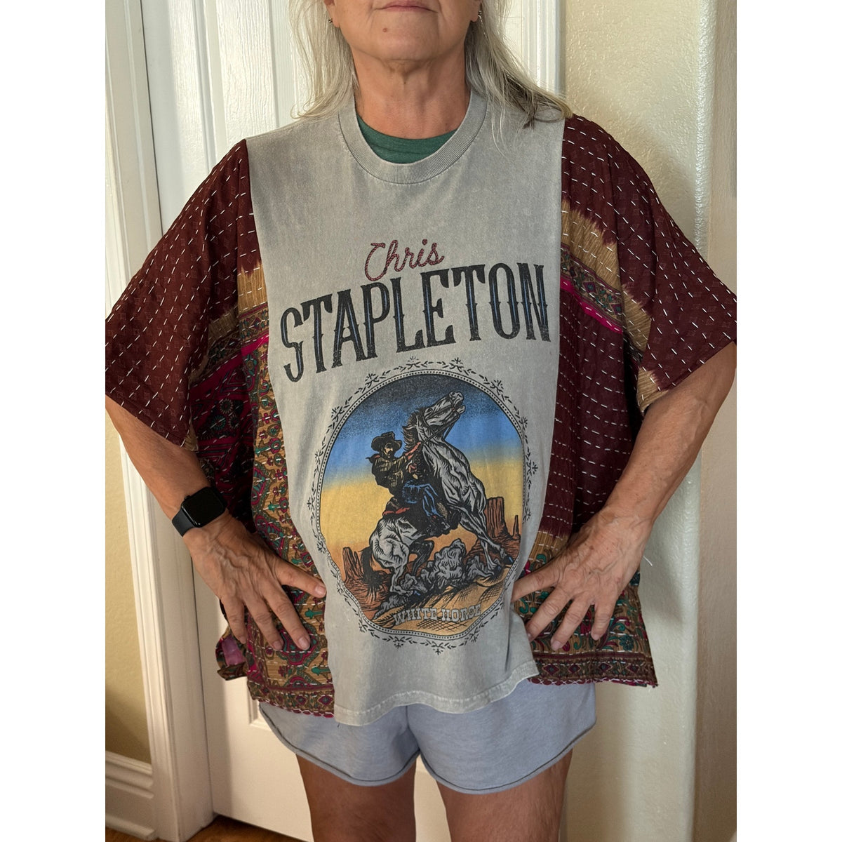 Chris Stapelton Upcycled Kantha Tunic Top Shirt OS Handmade Hippie Boho