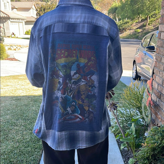 Power Rangers Upcycled Flannel Shirt Unisex Size Large L