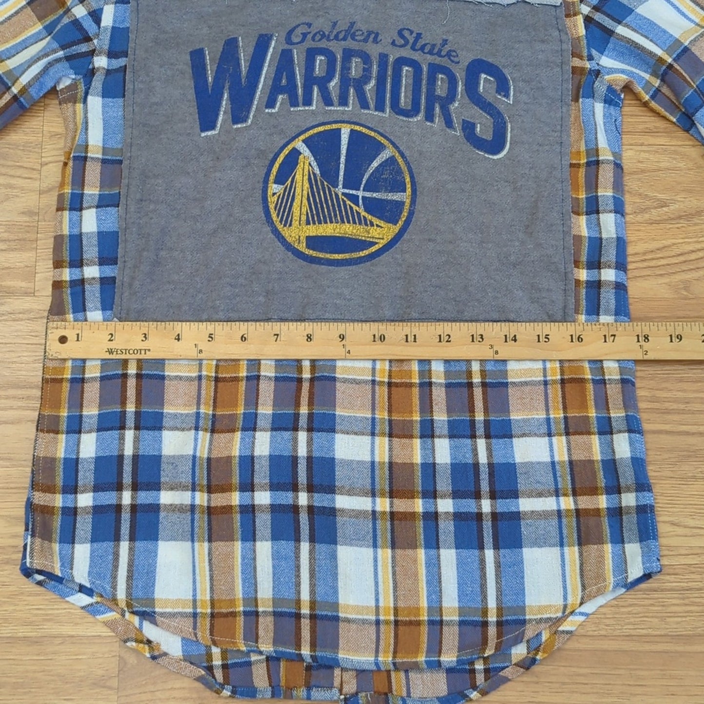 Golden State Warriors Flannel Shirt upcycled one of a kind size XS unisex