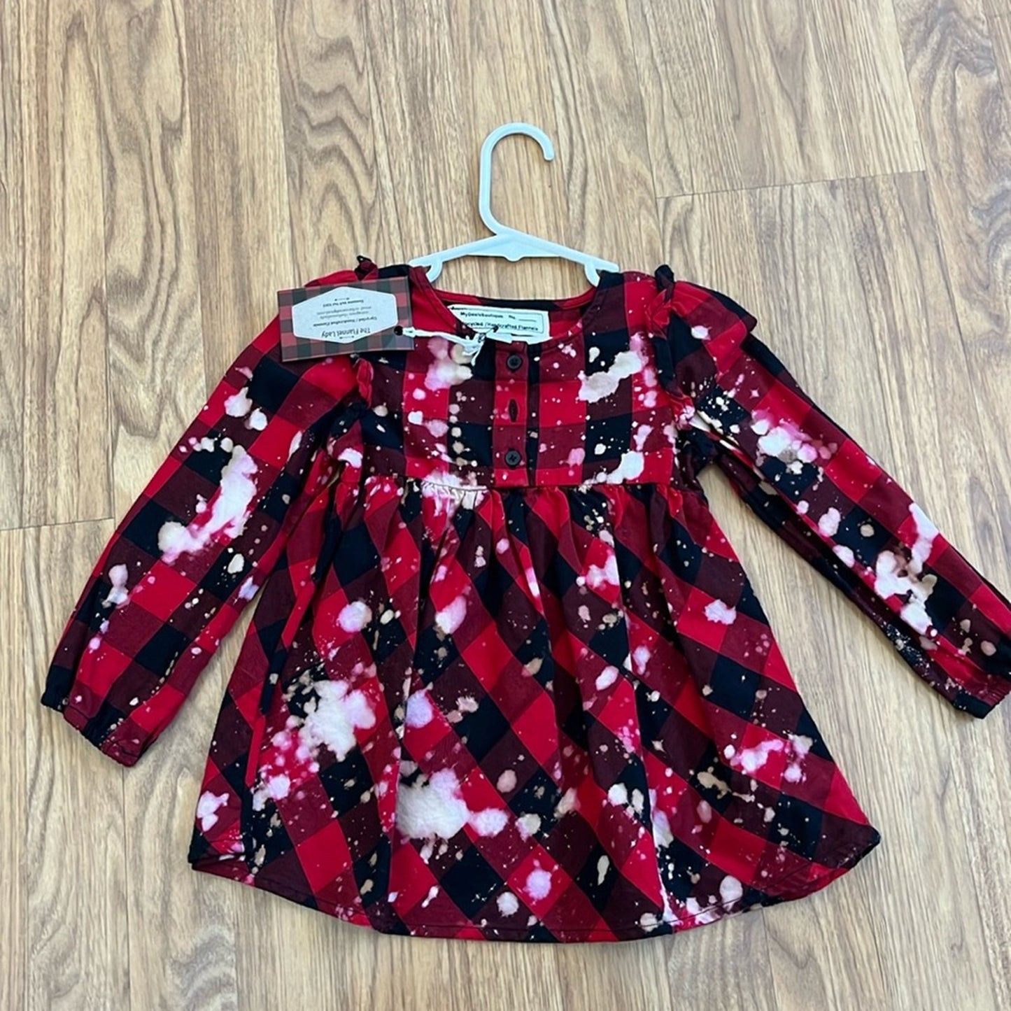The Beatles Bleaches Flannel Dress upcycled Size 3T