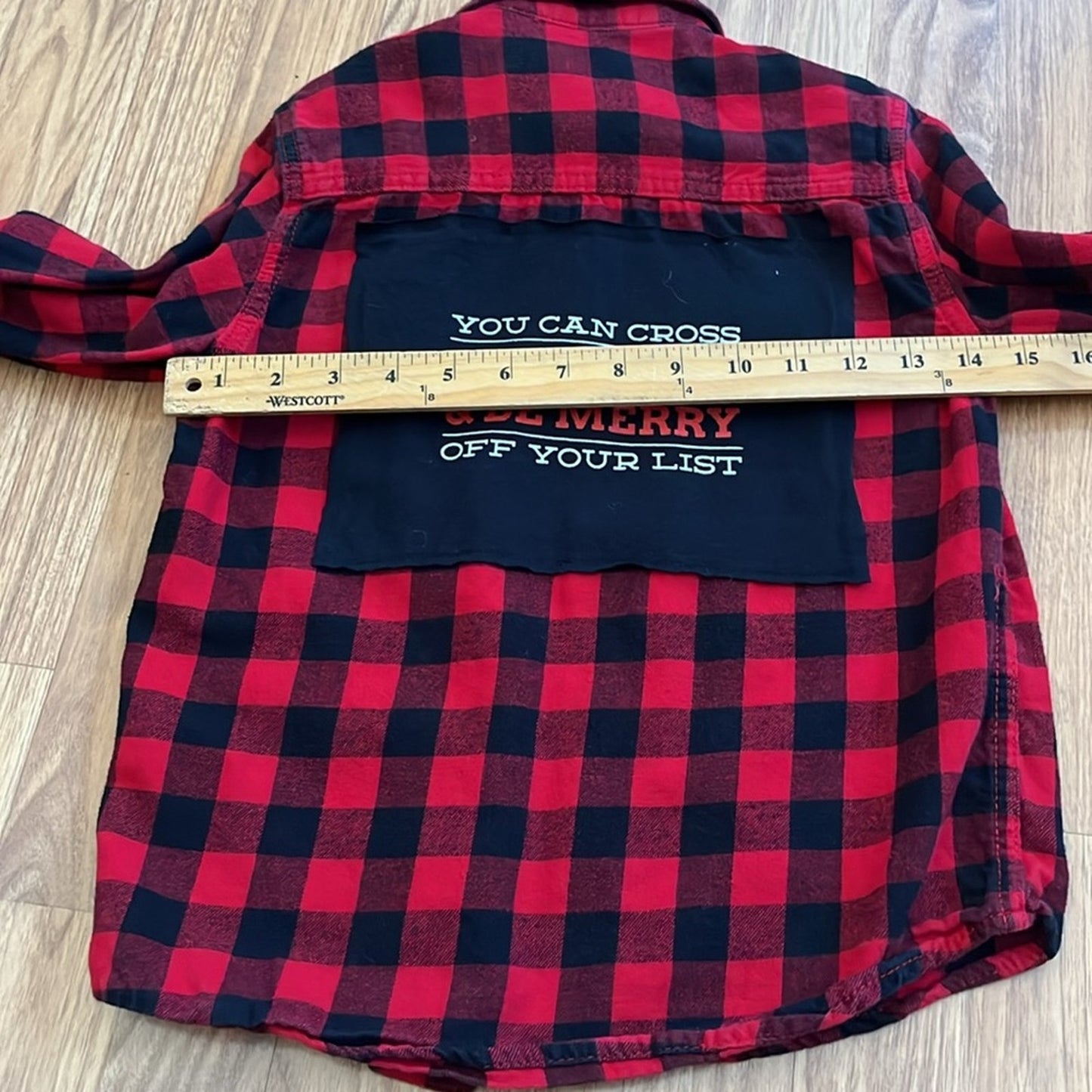 Eat, Drink & be Merry Christmas Flannel Shirt upcycled unisex Size Medium (8)