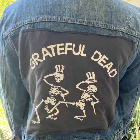 Grateful Dead Jean Jacket upcycled one of a kind  XL