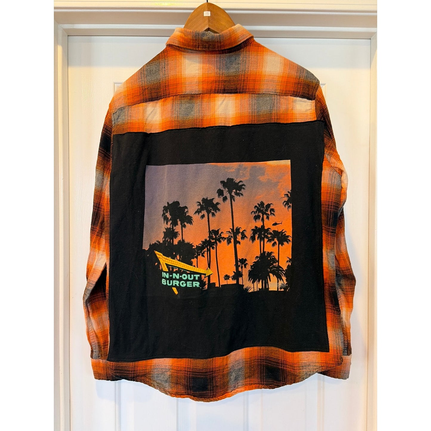 In n Out Burger Upcycled Flannel Shirt Unisex Size Medium M