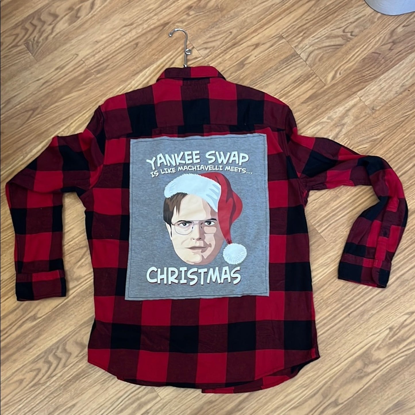 The Office Yankee Swap Christmas Upcycled Flannel Shirt Handmade Size Large L