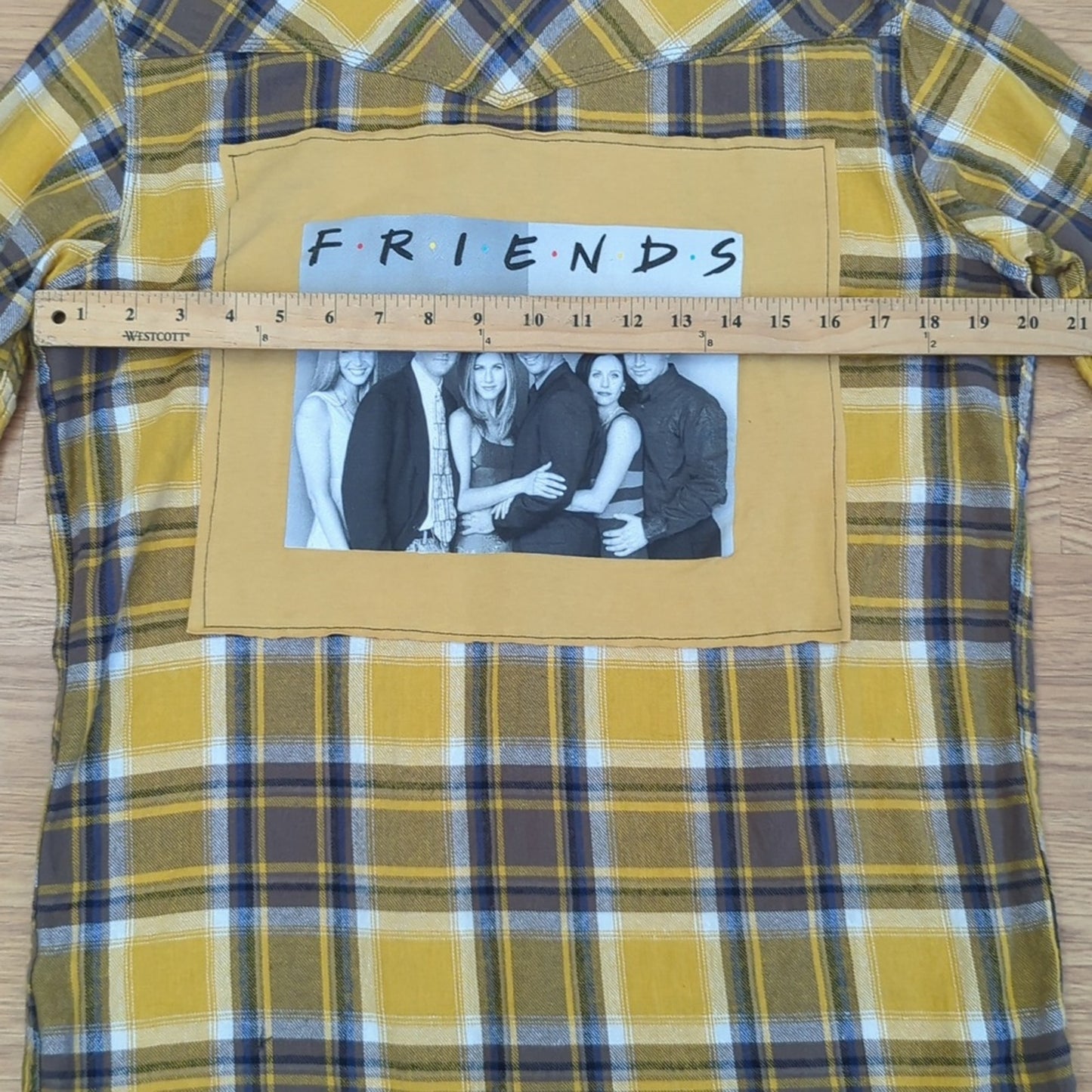 Friends TV Show Flannel Shirt upcycled one of a kind unisex Size Medium