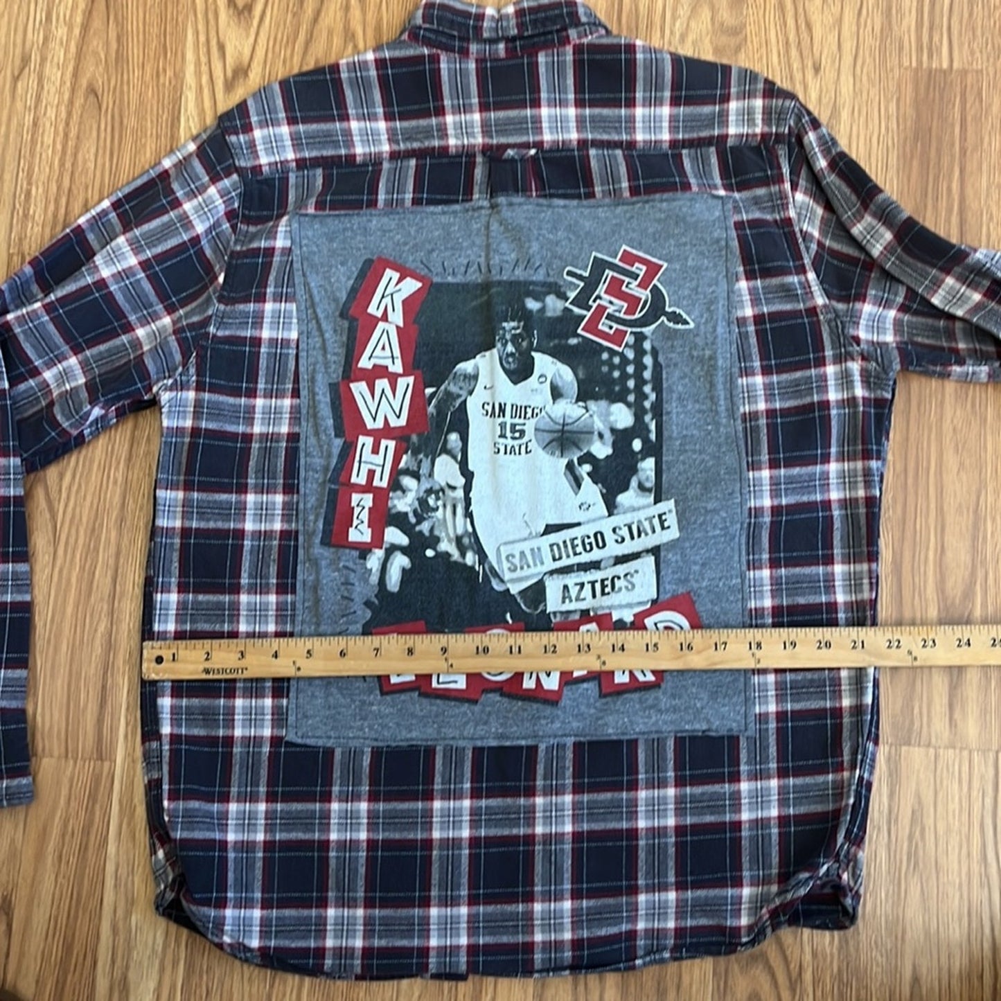 SDSU Aztecs Kawhi Leonard Flannel Shirt upcycled one of a kind Medium unisex