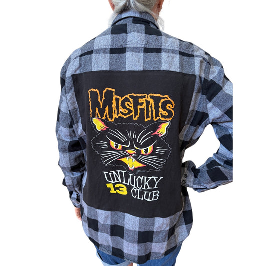 Misfits Upcycled Flannel Shirt Unisex Large L