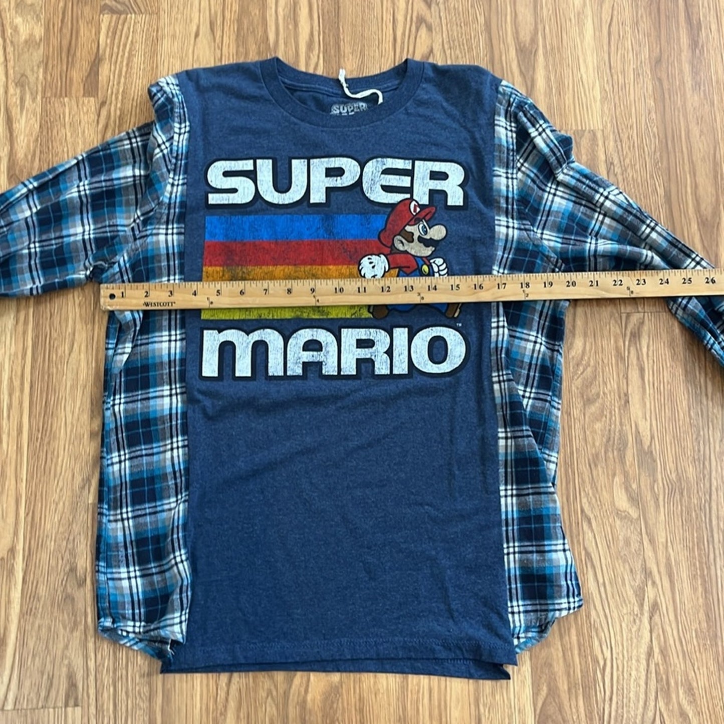 Super Mario Flannel Sweatshirt Shirt upcycled unisex one Size